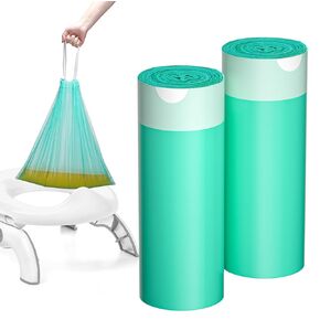 أكياس نونية السفر القابلة للتحلل للمرحاض المحمول، بطانات نونية السفر برباط AYOTEE للنونية المحمولة، بطانات كرسي النونية يمكن التخلص منها للأطفال الصغار والحيوانات الأليفة وفي الهواء الطلق (50 قطعة) in Kuwait