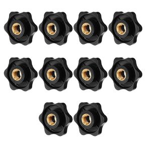 10 Pcs Metric M8 Star Shape Knurled Clamping Nuts, Black Plastic Screw-On Handle Clamping Knob Grip Assortment for Machinery Equipment Latche