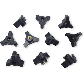 Taytools 770405 Lot 10 Each 1/4-20 Female Thread Tri-Star Knobs 1-1/2 inch Wide by 3/4 inch High with Solid Brass Through Inserts