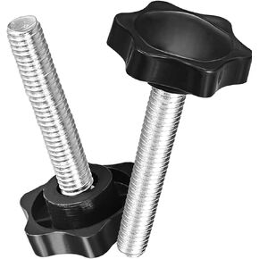 2 Pack Black 8mm(M8) x 25mm Thread Replacement Star Hand Knob Tightening Screw, Quick Removal Replacement Parts for Replacement knob 8mm(M8) x 25mm