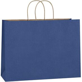 BagDream 25Pcs 16x6x12 Inches Kraft Paper Bags with Handles Bulk Gift Bags Shopping Bags for Grocery MerchandiseParty Large Paper Bags (Navy Blue)