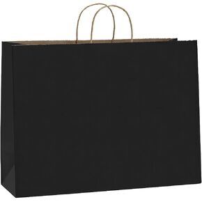 أكياس هدايا BagDream مقاس 16 × 6 × 12 مع مقابض أكياس ورق كرافت بيضاء كبيرة للتسوق والبقالة والبضائع بالتجزئة وحقائب هدايا الحفلات وأكياس ورقية قابلة لإعادة التدوير (سميكة، 25 قطعة)