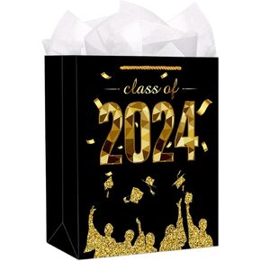 D24TIME Graduation Gift Bag Class of 2024 Small Gift Bags With Handle Pack of 2 Graduation Party Favor Gifts Wrapping Bags Grad Gift Bag for Her Him Girls Boys High School College Grad Party Supplies