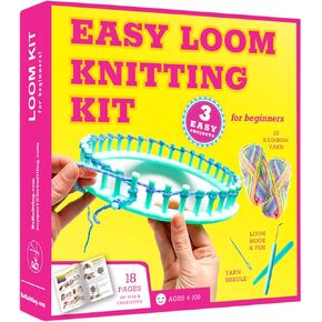 BeKnitting Learn to Knit Loom Kit - DIY Arts & Crafts w/Round Loom, Yarn, Crochet Hook, & Pen | for Kids & Adults | Weaving
