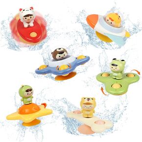6PCS Suction Cup Spinner Toys,Baby Bath Toys,Sensory Toys for 1-3 Year Old Boy Girl,Baby Essentials for Travel,Fidget Toys for Toddlers 1-3,Birthday Gifts for 1-3 Year Old Boys and Girls
