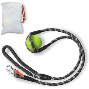 Dog Leash and Ball Launcher for Dogs 2 in 1, Dog Ball Thrower Launcher, Slingshot Multifunction Dog Leash and Tennis Ball Launcher - Bite Resistant Long Strong and Durable Includes Cotton Bag and Ball