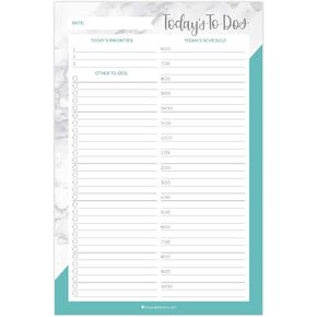 bloom daily planners Undated Daily Timed to-Do List Pad - Tear Off Planning Sheets - 6" x 9" - Color Blocking Marble