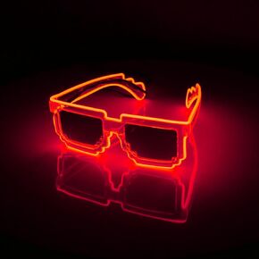 Pixel LED Sunglasses Neon Rave Glasses El Wire Light Up Sunglasses Reflective Mirror Glow for Festival - Costumes, 80s Party