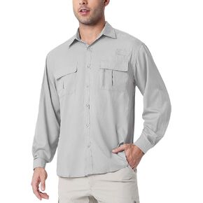 Men's UPF 50+ UV Long Sleeve Sun SPF Protection Button Down Shirts Quick Dry Cooling Fishing Breathable for Safari Hiking