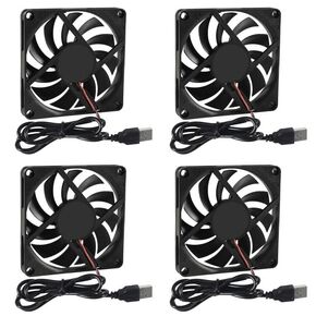 4-Pack DC 5V USB Brushless Cooling Fan，80mm 5V USB 80mm x 80mm x 10mm DC 5V Brushless Cooling Fan for PC Computer Case Cooler Compatible with Raspberry Pi Radiator Ventilation