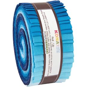 Robert Kaufman RU-440-40 Strips Kona Cotton Midnight Oasis Fabric, 2-1/2", Blue