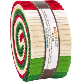 Robert Kaufman Kona Cotton Solids Holiday Roll Up 2.5" Precut Cotton Fabric Quilting Strips Jelly Roll Assortment RU-780-40