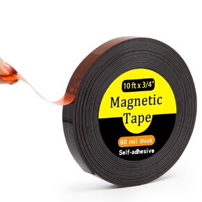 1" Width Magnetic Tape with Adhesive(10 Feet x 60 mil),Strip Sticky Magnets for Pictures