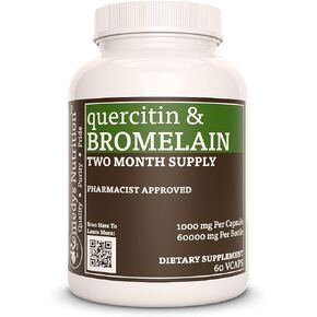 Remedy's nutrition Quercetin Bromelain 1,000mg per Capsule/60,000mg per Bottle/Vegan Caps
