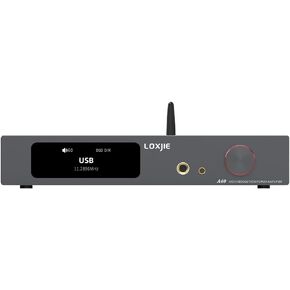 LOXJIE A40 Digital Audio Amplifier 165W*4Ω, Hi Res Headphone Amp Receiver, MA5332MS Chip MQA-CD, USB/Opt/COX/RCA/BT 5.1/HDMI(ARC)/Phono Input with Remote Control
