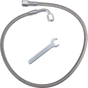 X AUTOHAUX 4AN Turbo Oil Feed Line 24" Turbo Feed Line Length Stainless Steel Braided AN4 90 Degree Straight Hose End Remote Turbocharger Oil Drain Return Line