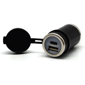 Cliff Top Motorcycle DIN Hella USB Charger 36W PD USB C and QC 3.0 Compatible with BMW Triumph Tiger Ducati Motorcycle (Straight)