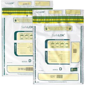 ControlTek SafeLok مقاس 12 بوصة × 16 بوصة، شفاف، 100 كيس، أكياس إيداع واضحة للتعامل مع النقود والأشياء الثمينة، حبر حساس للرطوبة والحرارة والبارد، إيصال تمزيق + رموز شريطية كبيرة 585093