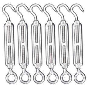 6Pcs M4 Turnbuckles,Alele Stainless Steel 304 Clothesline Tightener,Suitable for Tighten Taut Rope (M4 Turnbuckle oc 6pack)