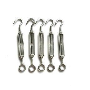 1/8" 3mm Hook & Eye Turnbuckle Wire Rope Tension Stainless Steel 304 for DIY String Light Picture Hanging Tension Wire Kit (10 Pack)