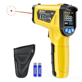 Infrared Thermometer - MESTEK Digital IR Laser Thermometer -58°F~1472°F Heat Temperature Gun with Adjustable Emissivity & Max Value, Non-Contact Surface Thermometer for Cooking, Freezer, Engine, HVAC