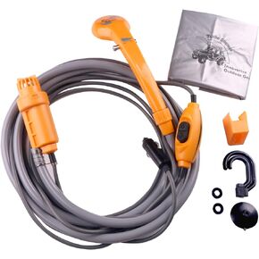 ولاعة سجائر للسيارة 12 فولت مضخة كهربائية للاستحمام للتخييم في الهواء الطلق وغسيل السيارات وتنظيف الكلاب باللون الأصفر in Kuwait