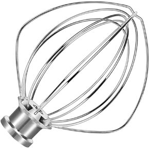 Wire Whip Attachment for KitchenAid, Attachments for KitchenAid 4.5-5 Quart Tilt-Head Stand Mixer, K45WW Replacement, 6-Wire Whisk Replacement, Egg Heavy Cream Whisk, Silver