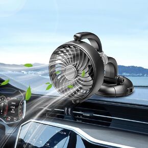 مروحة سيارة Trustnice، مروحة تبريد USB محمولة مع محرك بدون فرش - ضوضاء منخفضة، دوران 360 درجة، 3 سرعات رياح قوية، للوحة قيادة السيارة، مروحة مكتب لسيارات الدفع الرباعي/RV/الشاحنة/سيدان/الرحلة البحرية/المكتب