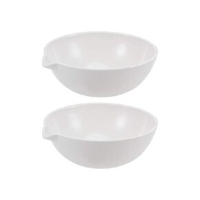 uxcell Evaporating Dish Basin High-Temperature Resist Porcelain 60ml Round Form with Spout 2pcs for Lab Supply Heating Liquid Scientific Teaching Experiments