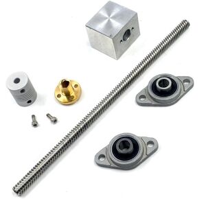 150mm Length 8mm Dia Silver Vertical 8mm Lead Screw Rod & Pillow Block Mounted Bearing T8 Lead Screw Kit for 3D Printer Set of 6