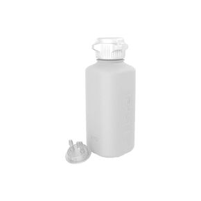 Heavy Duty HDPE Vacuum Bottle, 1L, with 53mm (53B) Tangle Free VersaCap, Two 1/4 Inch Hose Barbs and Sealable Vent Port, Bleach Compatible