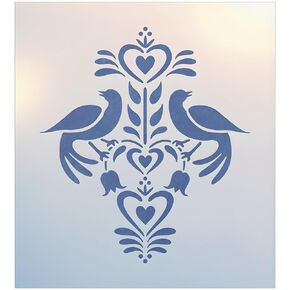 Folk Art Birds 2 Stencil - Colonial Folk Art DIY Signs Reusable Mylar Template for Painting Early American Primitive Country Farm Folk Artists - The Artful Stencil