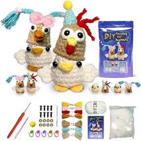 Crochet Kit for Beginners,Crochet Starter Kit with Step-by-Step Video Tutorials,Crochet Kit for Adults,DIY Knitting Craft Supplies GiftDIY (Bird Series with Hood)