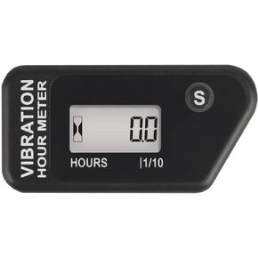 Runleader Digital Self Powered Wireless Hour Meter,Vibration Activated,Resettable Job Timer, User Lock shutdown for Generator Marine ATV Lawn Mower Motor(Black)