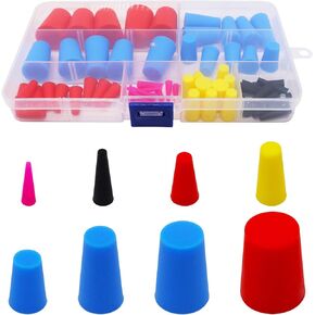 60 Pcs Rubber Stopper Plug for Holes Assorted Sizes, Silicone Stopper Tapered Plug Kit Sizes from 1/16" to 5/8", High Temp Rubber Plug for Powder Coating, Painting(8 Sizes)