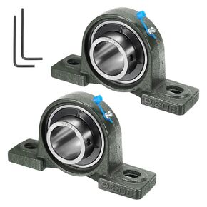 uxcell 2pcs UCP205-14 Pillow Block Bearings 7/8 inch Bore Self Alignment, Solid Cast Iron Base Mounted Chrome Steel Bearings