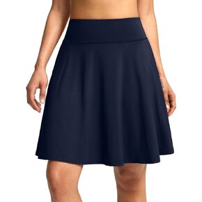 SANTINY 20'' Knee Length Skorts for Woman 4 Pockets High Waisted Women's Tennis Golf Skirts Long Athletic Skirt with Shorts