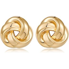 أقراط ذهبية كبيرة على شكل عقدة أقراط معدنية كبيرة مكتنزة أقراط عصرية للنساء والفتيات هدية in Kuwait