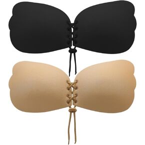 Strapless Sticky Bra,2 Pairs Silicone Invisible Self Adhesive Reusable Bra Push Up Backless Lift up Bras for Women