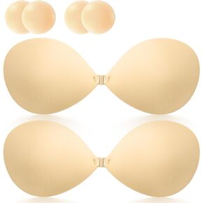 Adhesive Bra Invisible Silicone Bra Push Up Sticky Bra Strapless Women Bras with Pasties Nipple Covers