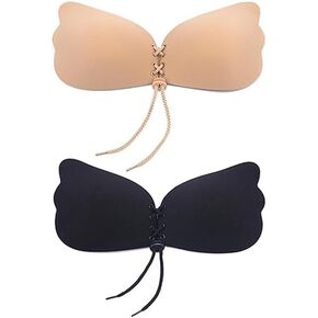 Sticky Bra Backless Adhesive Strapless Invisible Push Up Stick on Bras for Women，Strapless Sticky Bras 2 Pair