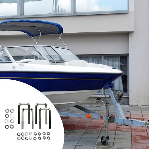 مسمار على شكل حرف U مربع، مسامير مقطورة قارب على شكل حرف U مربعة من الفولاذ المقاوم للصدأ مع غسالات وصواميل، مسامير على شكل حرف U لمقطورة المراكب الشراعية، قطع غيار مقطورة السيارات، 4 عبوات (عمق 1/2 بوصة × عرض 2-1/16 بوصة × طول 4) -3/4") in Kuwait