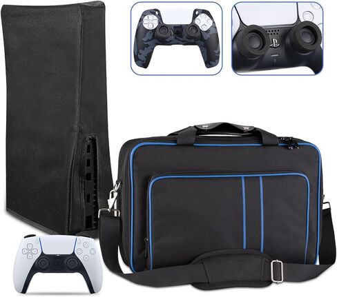 حقيبة حمل TECTINTER لحقيبة سفر PS5 - غطاء غبار لجهاز PS5 حقيبة واقية مناسبة لوحدة تحكم PS5 القرص/الإصدار الرقمي وأجهزة التحكم وبطاقات الألعاب وسماعات الألعاب وغيرها من الملحقات in Kuwait