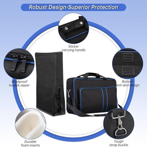 حقيبة حمل TECTINTER لحقيبة سفر PS5 - غطاء غبار لجهاز PS5 حقيبة واقية مناسبة لوحدة تحكم PS5 القرص/الإصدار الرقمي وأجهزة التحكم وبطاقات الألعاب وسماعات الألعاب وغيرها من الملحقات in Kuwait