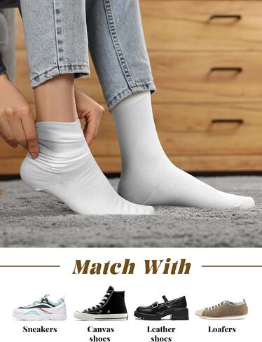 10 أزواج من الجوارب النسائية الناعمة المصنوعة من القطن، جوارب مريحة تسمح بالتهوية، جورب منتصف الساق للحمل وكبار السن in Kuwait