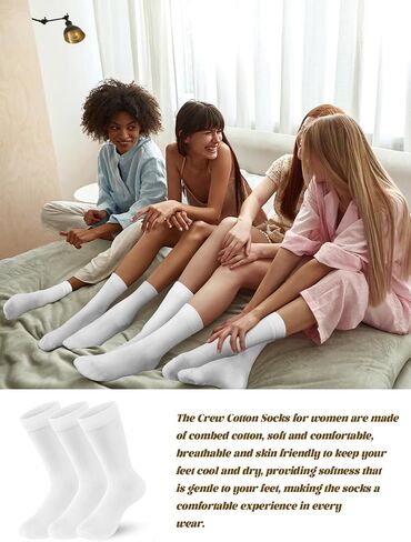 10 أزواج من الجوارب النسائية الناعمة المصنوعة من القطن، جوارب مريحة تسمح بالتهوية، جورب منتصف الساق للحمل وكبار السن in Kuwait