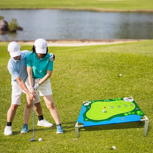 لعبة غولف عائمة باللون الأخضر - لعبة تقطيع كورنهول للجولف في الفناء الخلفي، بساط تدريب جولف فيلكرو من باتل رويال للبالغين في الداخل/الخارج، هدايا جولف للرجال - تتضمن هدفًا واحدًا و6 كرات جولف فيلكرو وصندوق in Kuwait