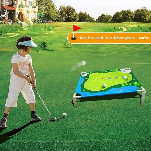 لعبة غولف عائمة باللون الأخضر - لعبة تقطيع كورنهول للجولف في الفناء الخلفي، بساط تدريب جولف فيلكرو من باتل رويال للبالغين في الداخل/الخارج، هدايا جولف للرجال - تتضمن هدفًا واحدًا و6 كرات جولف فيلكرو وصندوق in Kuwait