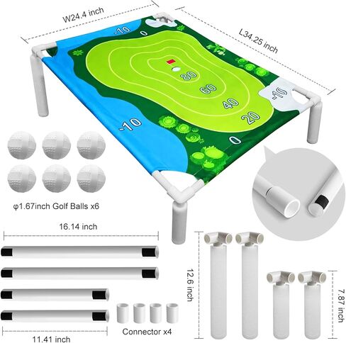 لعبة غولف عائمة باللون الأخضر - لعبة تقطيع كورنهول للجولف في الفناء الخلفي، بساط تدريب جولف فيلكرو من باتل رويال للبالغين في الداخل/الخارج، هدايا جولف للرجال - تتضمن هدفًا واحدًا و6 كرات جولف فيلكرو وصندوق in Kuwait