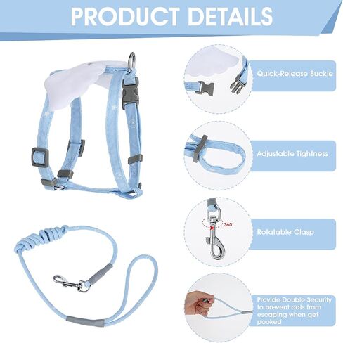 TIESOME Cat Harness and Leash Set, Adjustable Gradient Kitten Harness Escape Proof Harness with Leash for Kitty Outdoor Walking (Gradient Purple) in Saudi Arabia